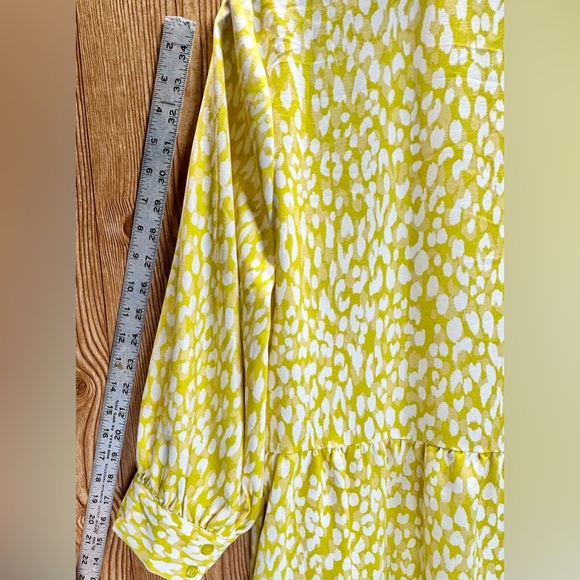 🔴Women’s Who What Wear Dress Short Tiered Size M NWT Citrus Leopard 3/4 Sleeves - Picture 9 of 10